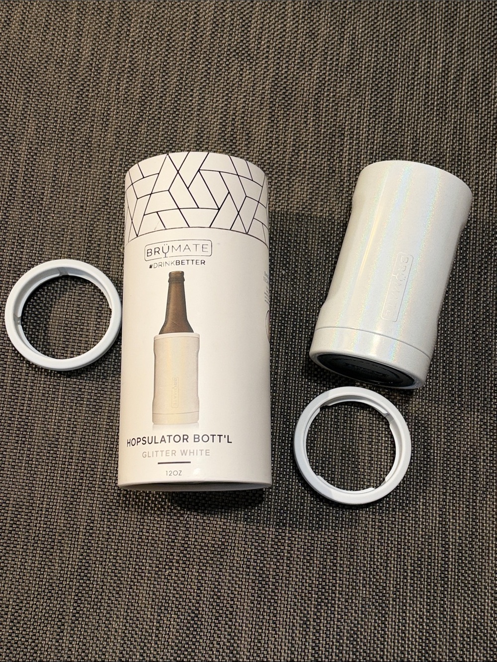 Brumate Glitter White Hopsulator Bott'l - 12oz